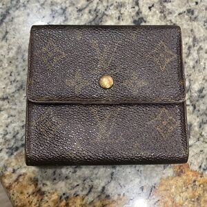 Auth Louis Vuitton Monogram Porte Monnaie Billets Trifold Wallet France MI0972